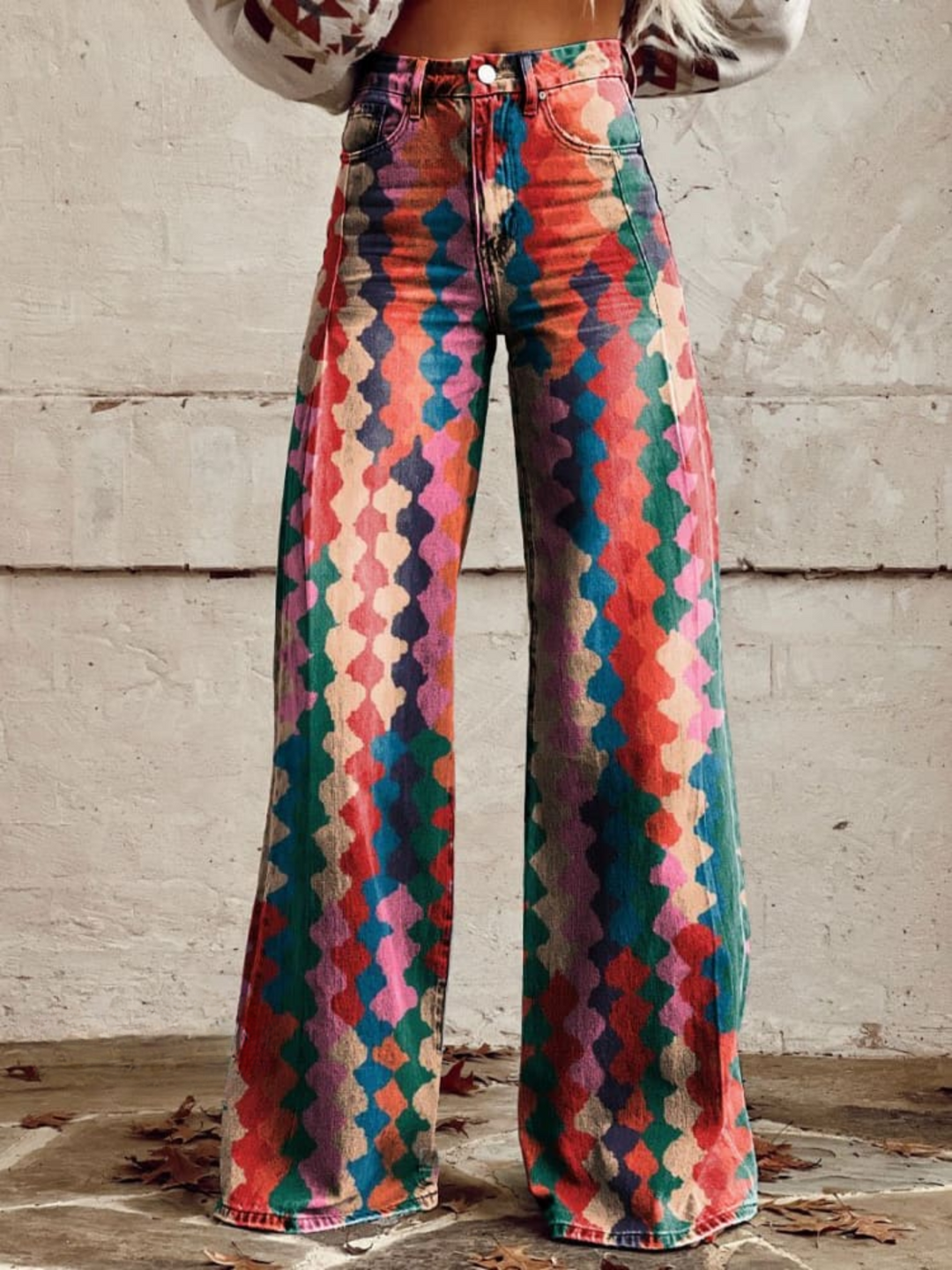 Ruby Vintage Spectrum™ | Retro Rainbow Palazzo Pants