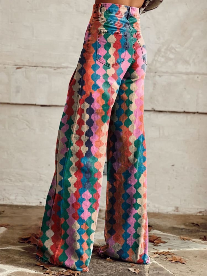 Ruby Vintage Spectrum™ | Retro Rainbow Palazzo Pants