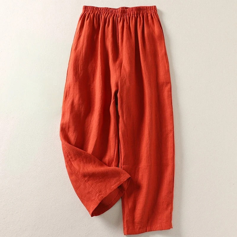 Amelia Ashcroft™ | Relaxed Linen-Cotton Trousers