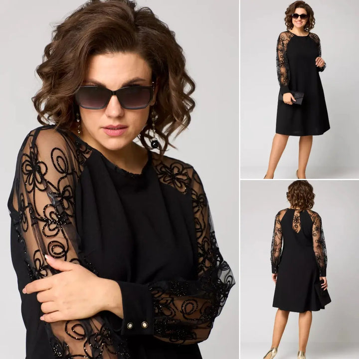 The Regina™ | Classic Lace Sleeve Midi Dress