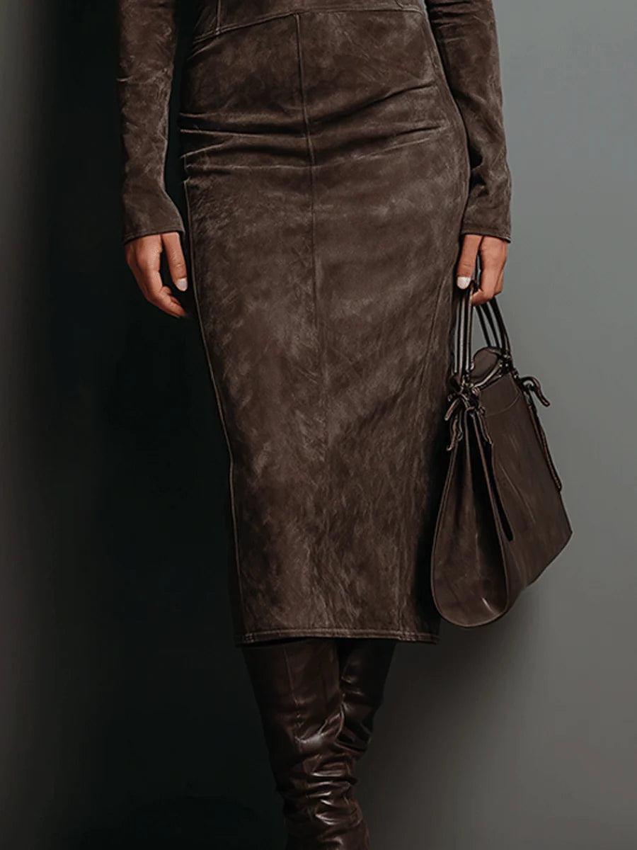 Lydia Luxe™ | High-Neck Midi Dress