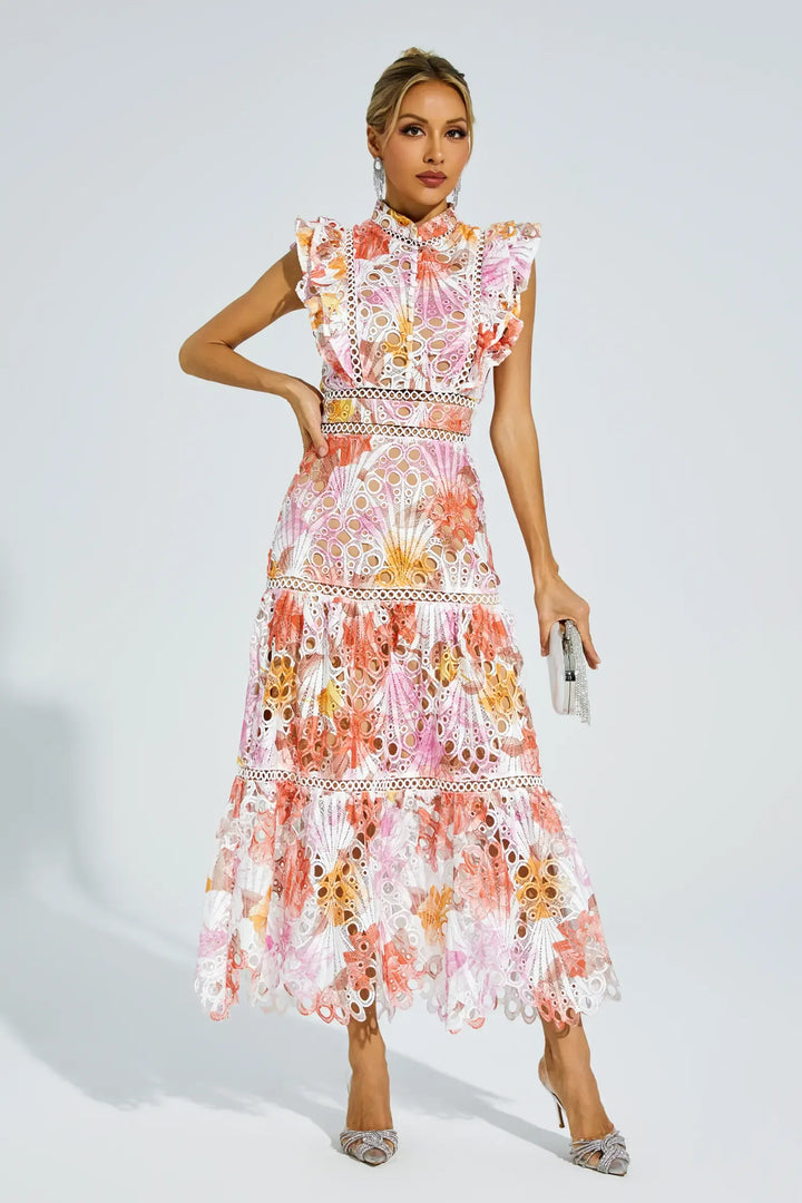 Paula Hollow Sleeveless Midi Dress