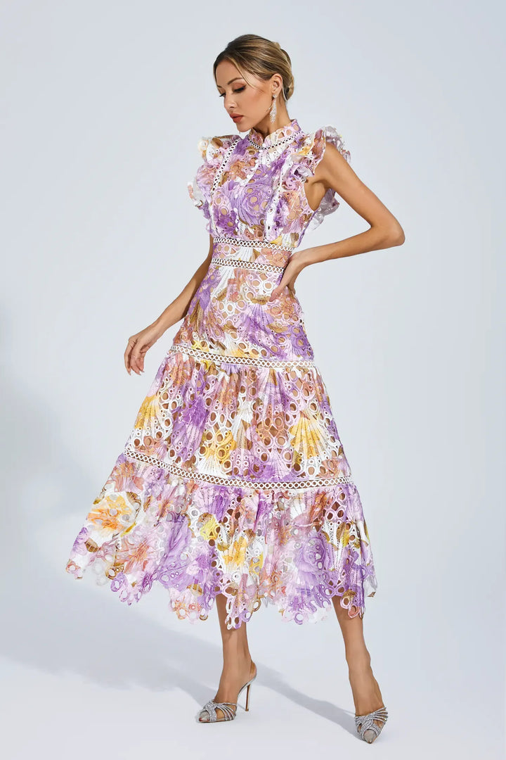 Paula Hollow Sleeveless Midi Dress