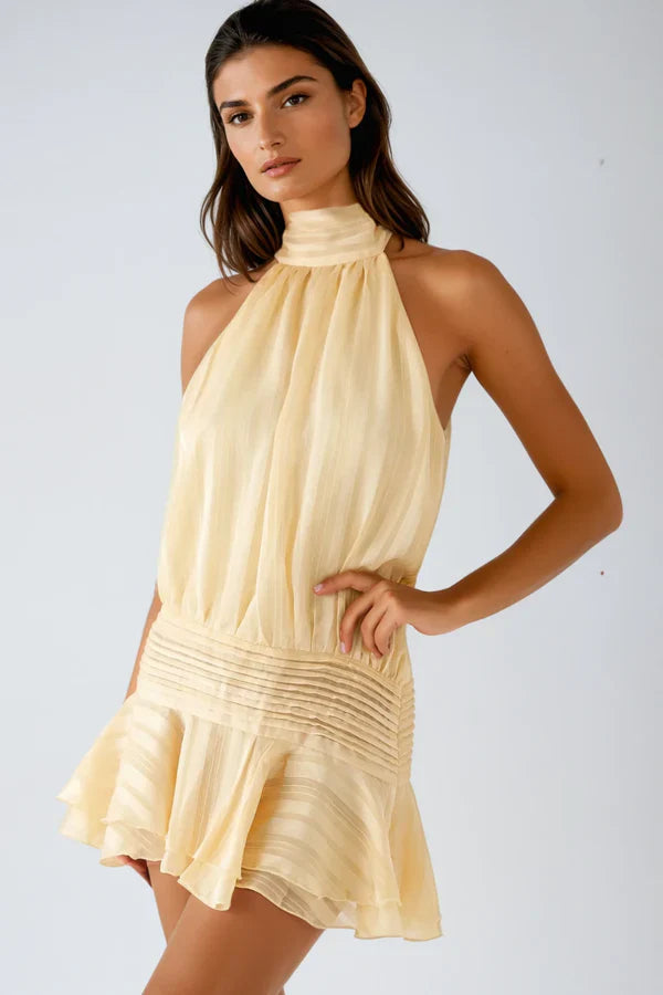 Barret Halter Neck Ruffle Mini Dress