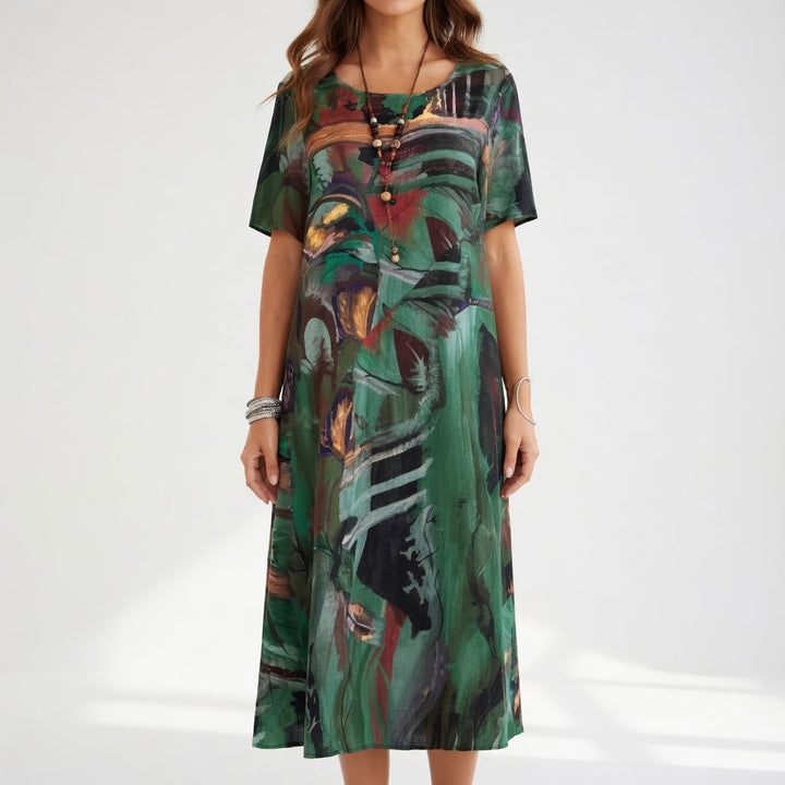 Elara Devonne™ | Artistic Flow Midi Dress