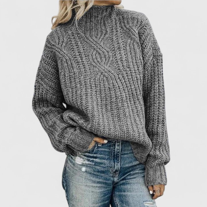 Evelyn Ashbourne™ | Flattering Roll-Neck Knit Pullover