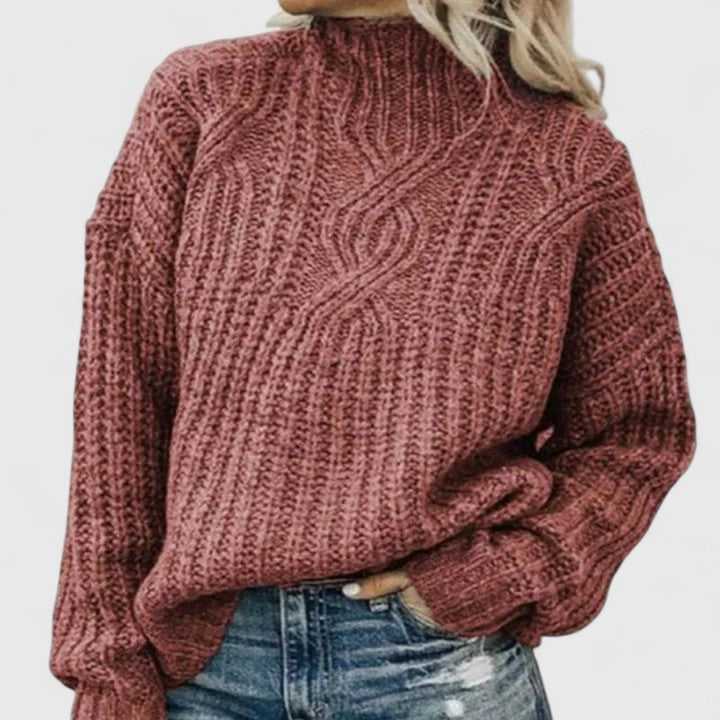 Evelyn Ashbourne™ | Flattering Roll-Neck Knit Pullover