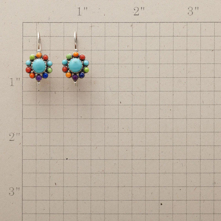 Multi-Colored Turquoise Hoop Earrings