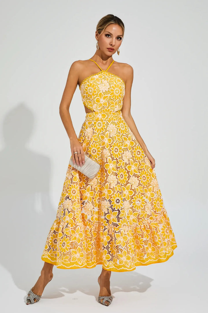 Melanie Cut Out Halter Dress