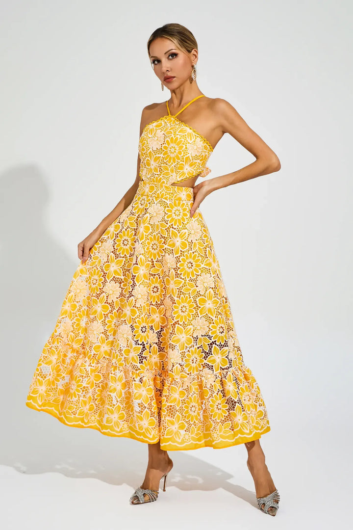Melanie Cut Out Halter Dress