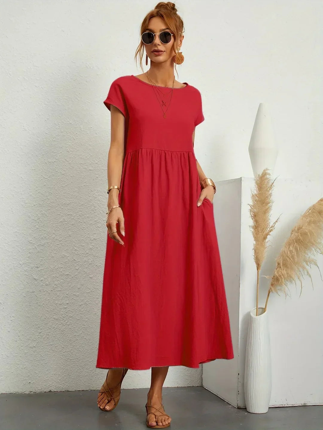 Gabrielle™ | Flowing Midi Dress – Timeless Elegance