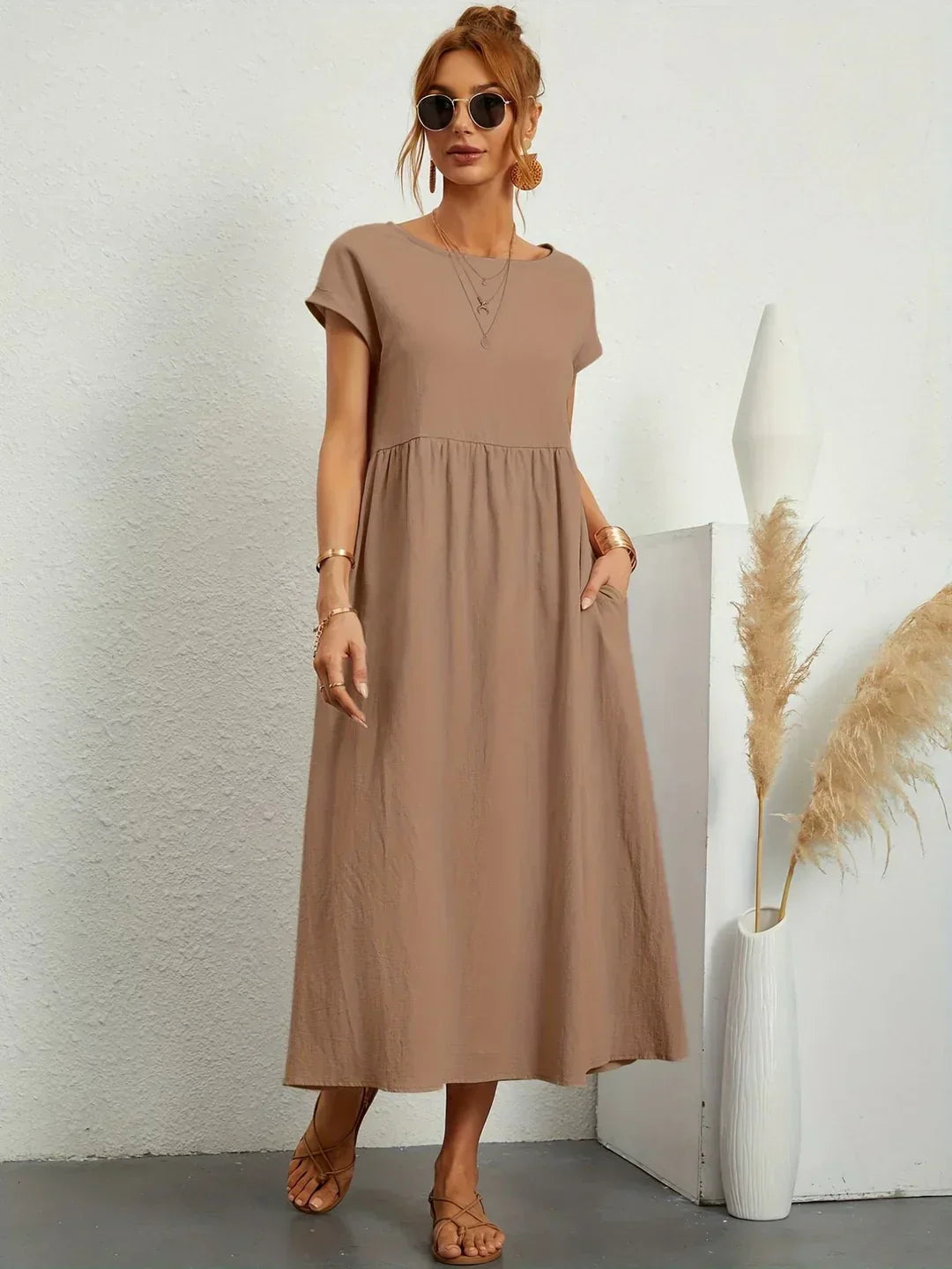 Gabrielle™ | Flowing Midi Dress – Timeless Elegance