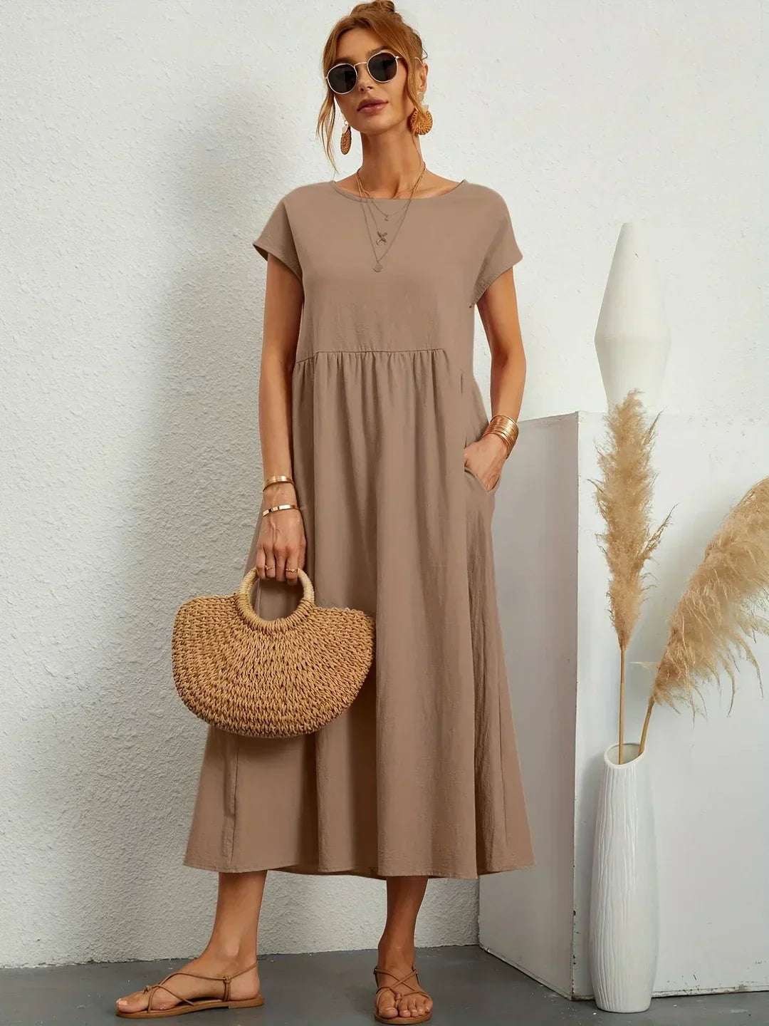 Gabrielle™ | Flowing Midi Dress – Timeless Elegance