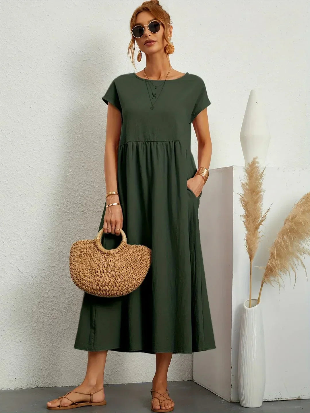 Gabrielle™ | Flowing Midi Dress – Timeless Elegance