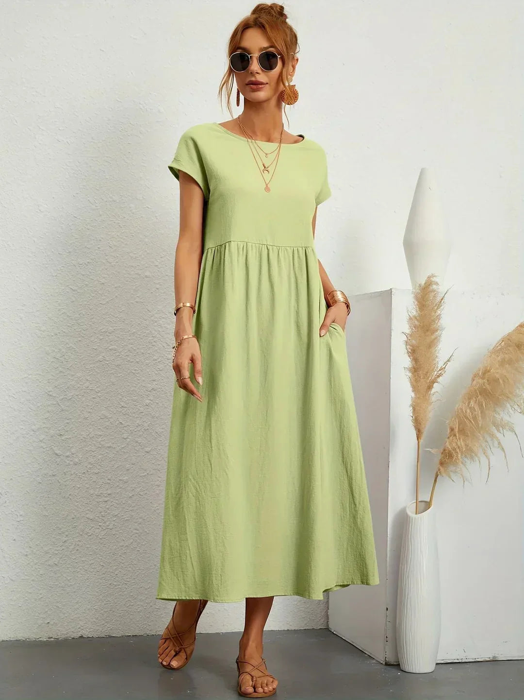 Gabrielle™ | Flowing Midi Dress – Timeless Elegance