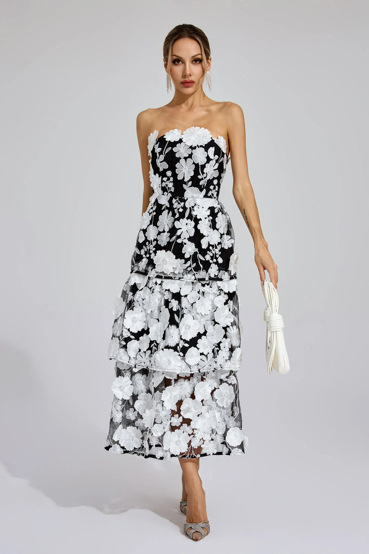 Marcia Off Shoulder Flower Dress