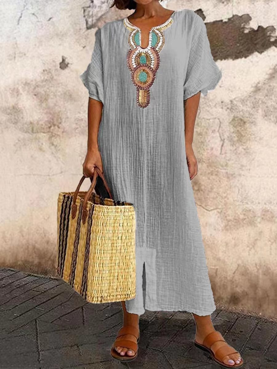 Sienna Vale™ | Natural Cotton Linen Dress