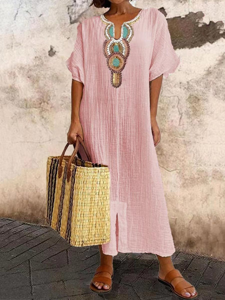 Sienna Vale™ | Natural Cotton Linen Dress