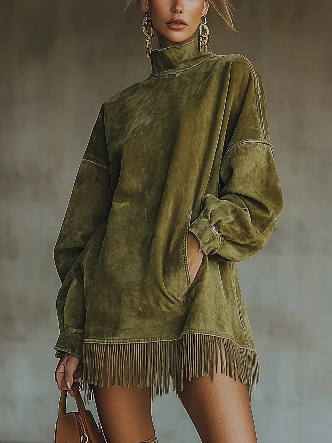 The Adeline™ | High-Neck Fringe Dress