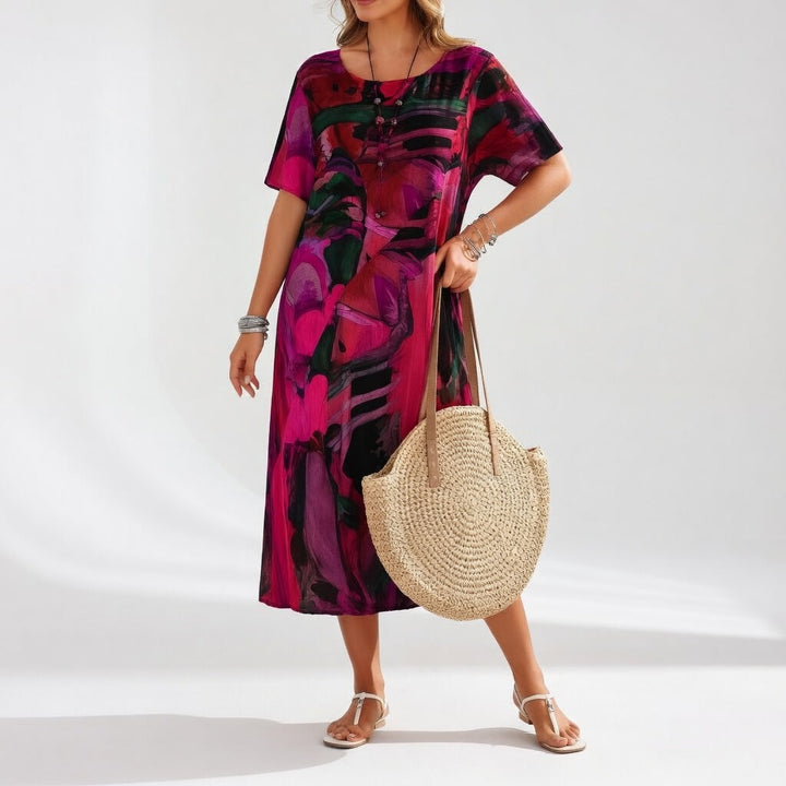 Elara Devonne™ | Artistic Flow Midi Dress