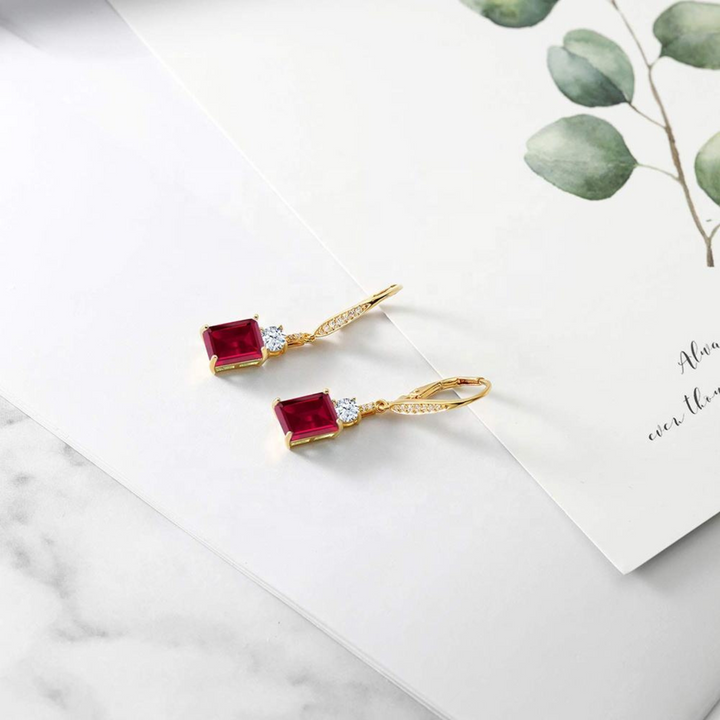 Ruby Leverback Drop Earrings
