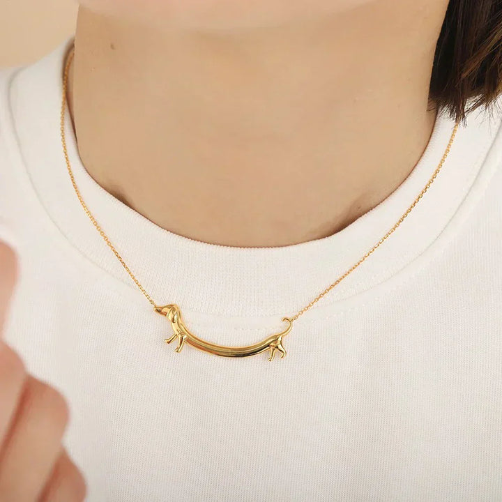 Shaneta  - Dachshund necklace in silver and gold