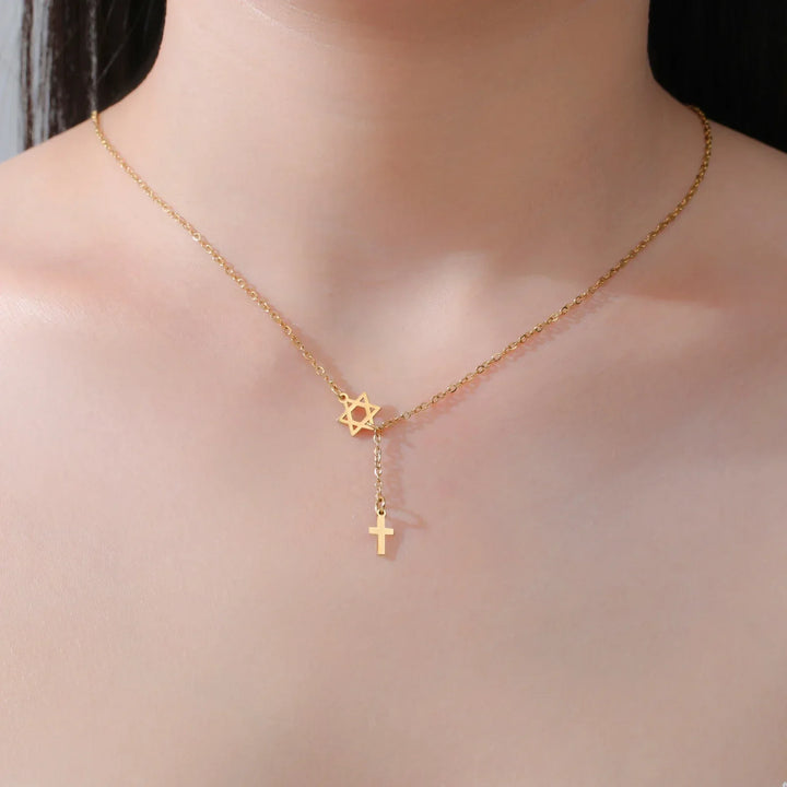 Star & Cross Stainless Steel Necklace