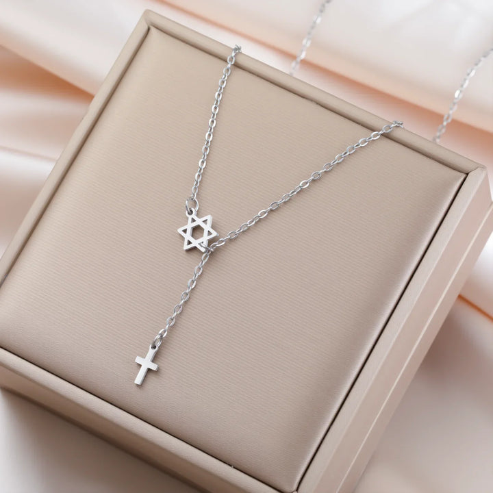 Star & Cross Stainless Steel Necklace