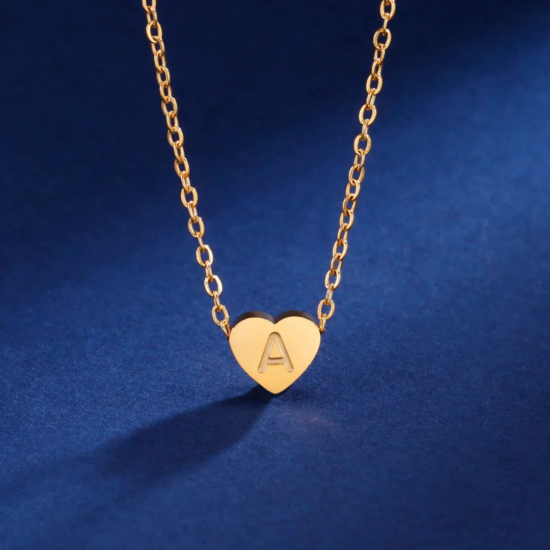 Romantic Heart Initial Choker Necklace
