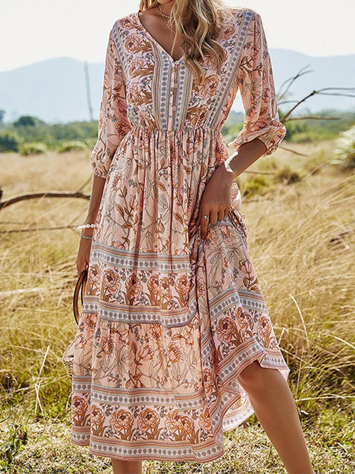 Elara Waverly™ | Cotton Boho Maxi Dress