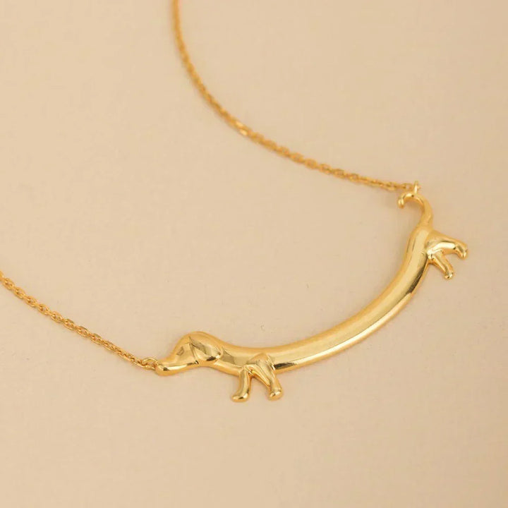 Shaneta  - Dachshund necklace in silver and gold