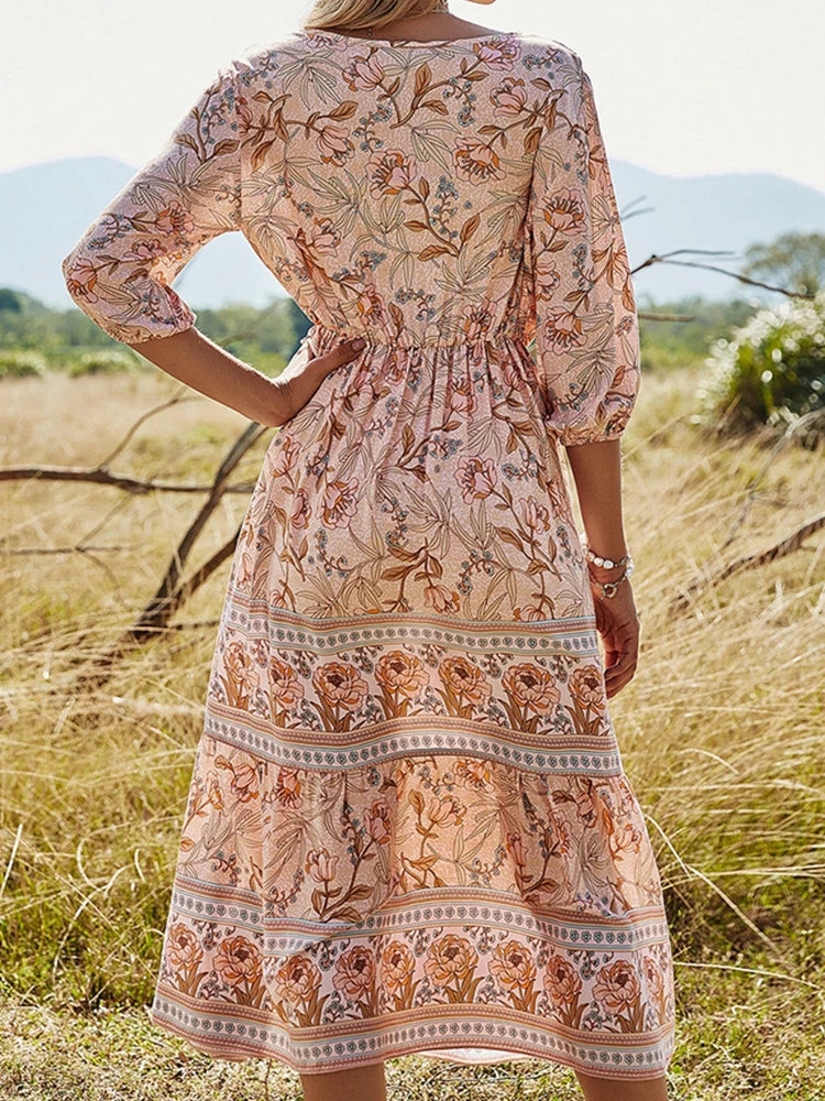 Elara Waverly™ | Cotton Boho Maxi Dress