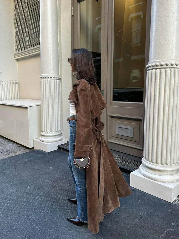 Amelia™ | Luxe Suede Trench Coat