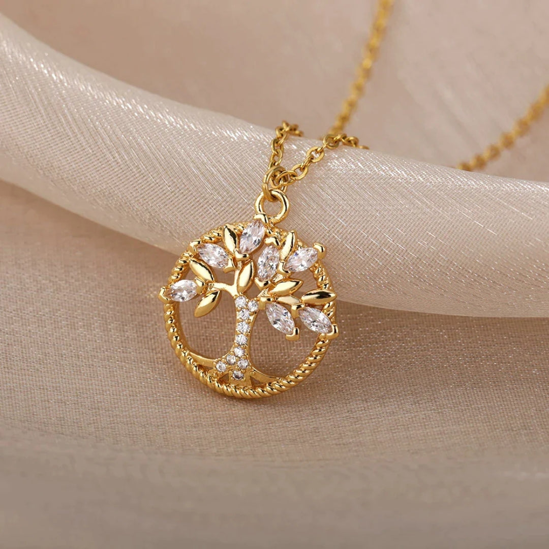 Gold Tree of Life Crystal Pendant