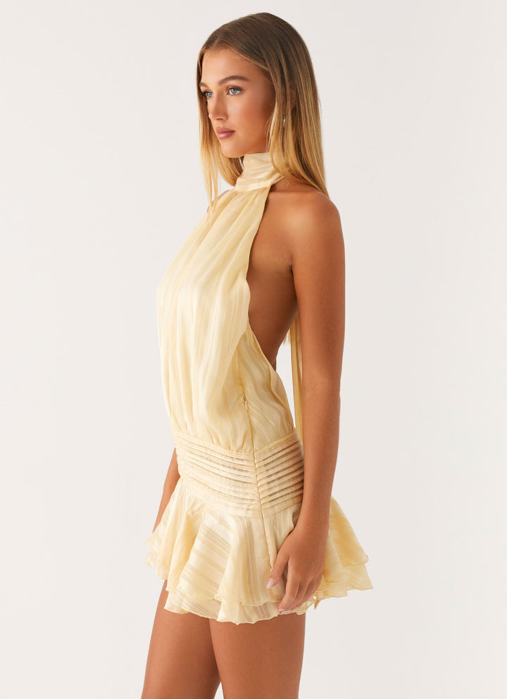 Barret Halter Neck Ruffle Mini Dress