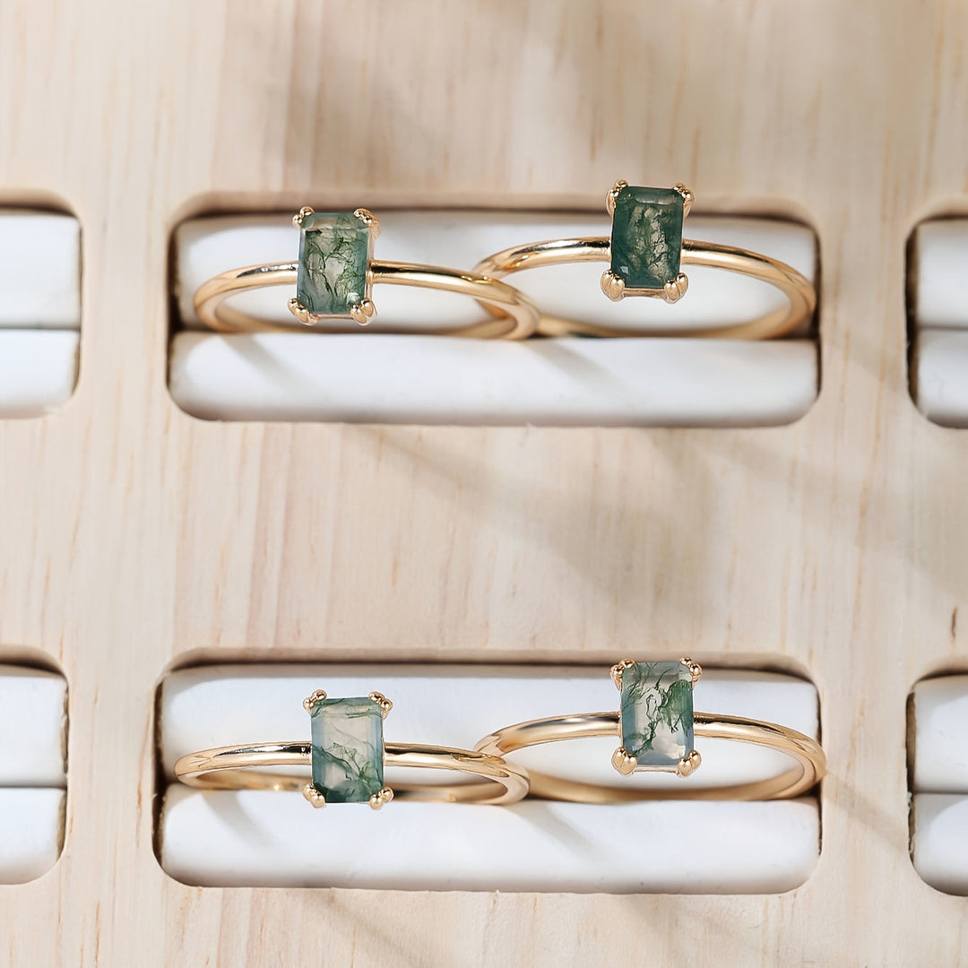 Natural Moss Agate Ring