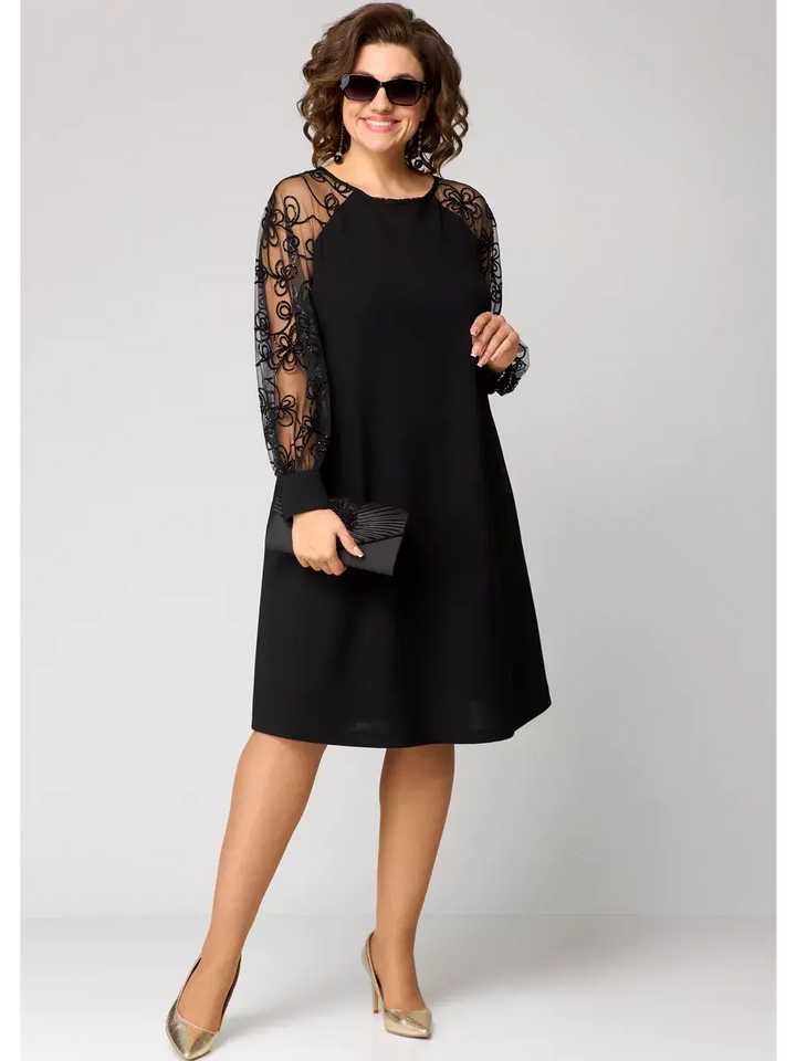 The Regina™ | Classic Lace Sleeve Midi Dress