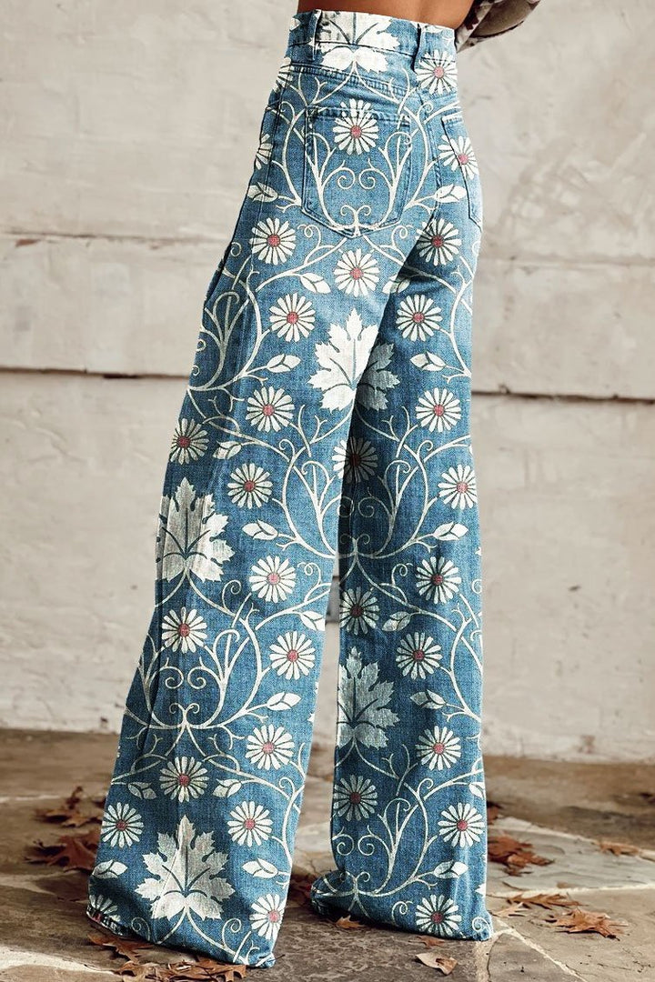 Molly Vintage Daisy™ | Wide-Leg Daisy Print Pants