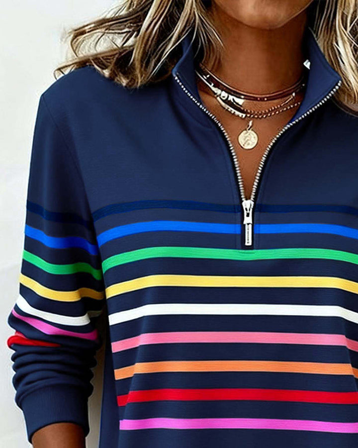 Vienna Luxe™ | Striped Half-Zip Jumper