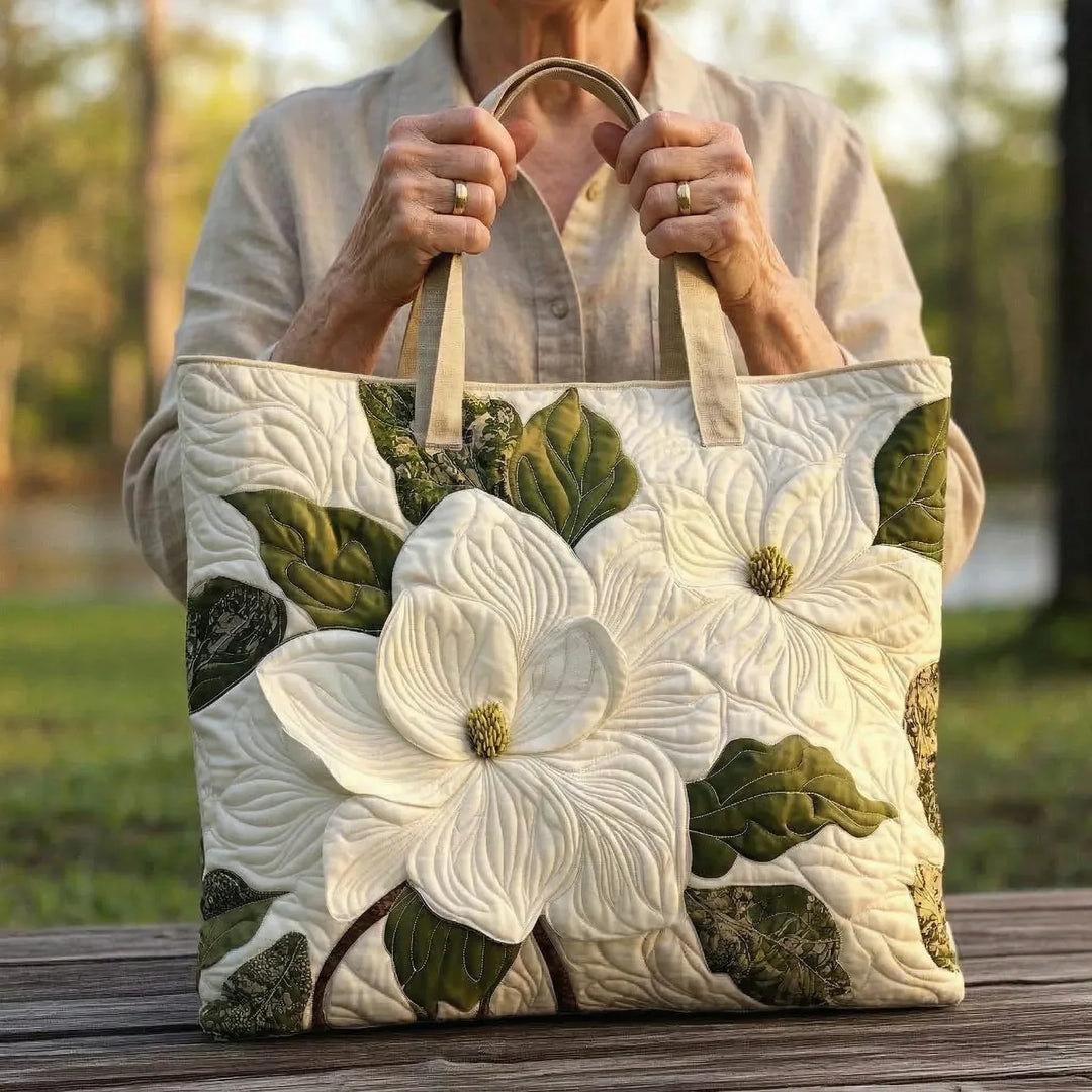 Artisan Tote - Elegant White Lilies