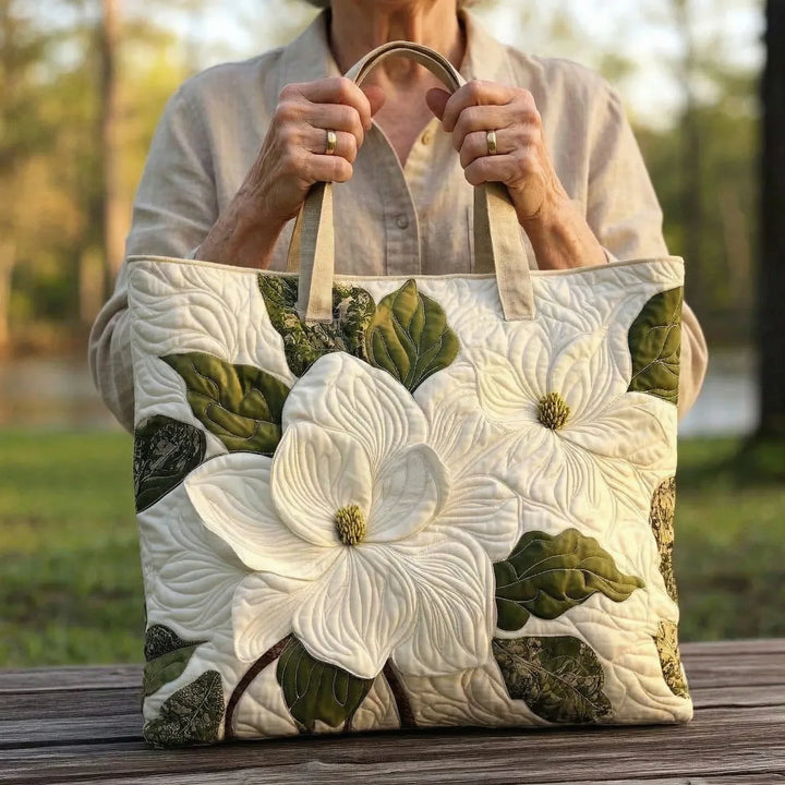 Artisan Tote - Elegant White Lilies
