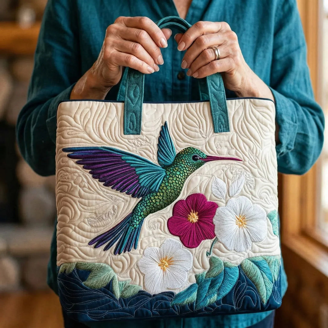 Artisan Tote - Hummingbird and White Flower