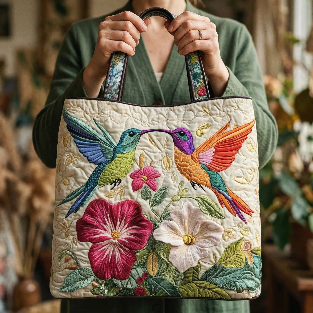 Artisan Tote - Hummingbird and White Flowers