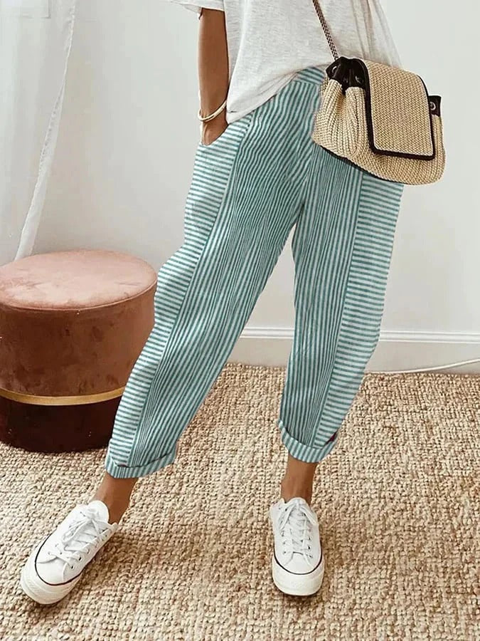 Sylvia Norwood™ | Relaxed Stripe Cotton Trousers