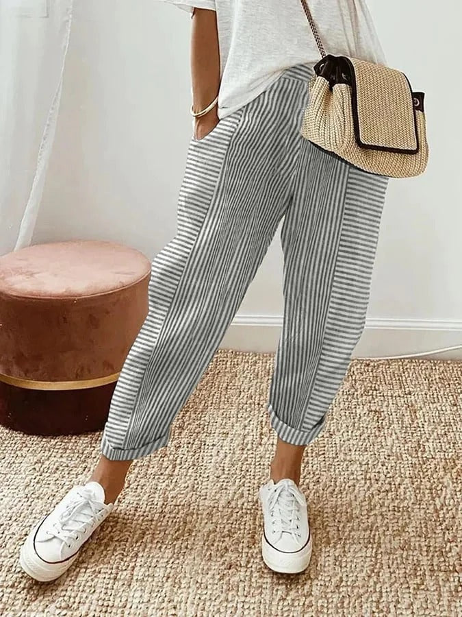 Sylvia Norwood™ | Relaxed Stripe Cotton Trousers