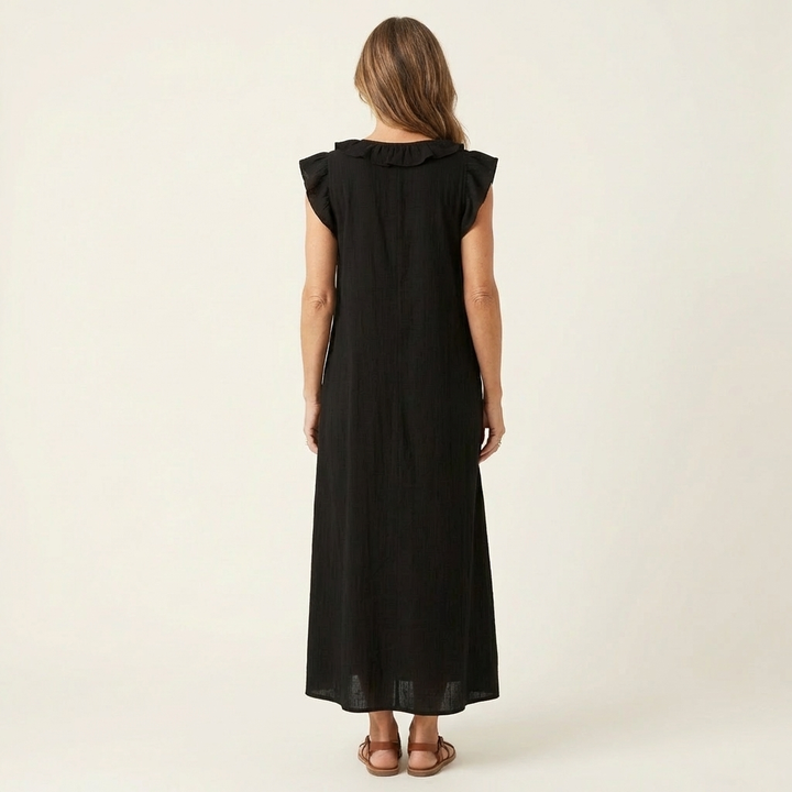 Linda Grace™ | Ruffle V-Neck Maxi Dress