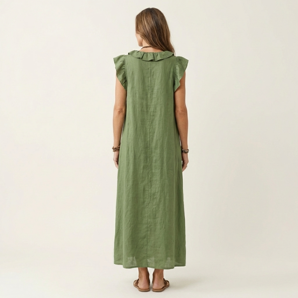 Linda Grace™ | Ruffle V-Neck Maxi Dress