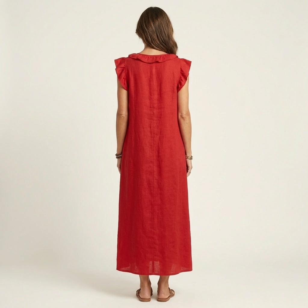 Linda Grace™ | Ruffle V-Neck Maxi Dress