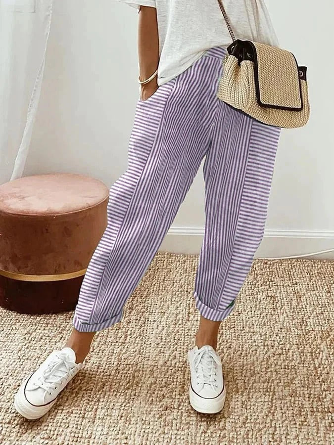 Sylvia Norwood™ | Relaxed Stripe Cotton Trousers