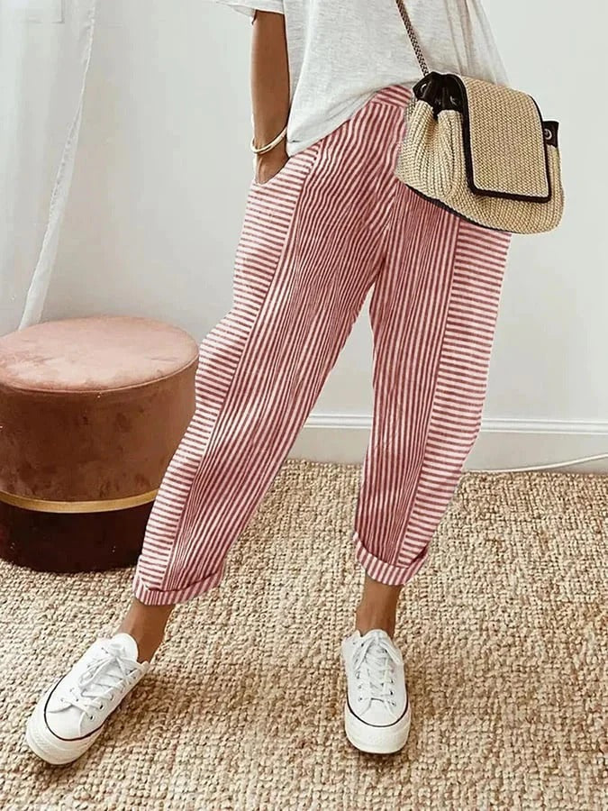 Sylvia Norwood™ | Relaxed Stripe Cotton Trousers